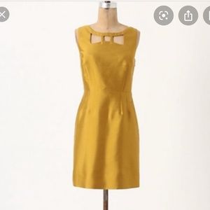 Anthropologie Maeve Mustard elegante mini dress